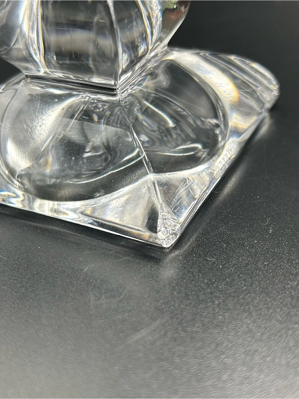 Villeroy & Boch Crystal Candlestick Holders Hexagonal Top Square Base Set of 2